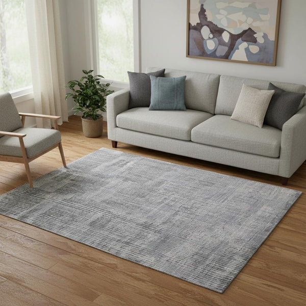 HomeRoots 5' X 8' Hand-Woven Blue, Ivory & Gray Abstract Area Rug – Distressed Vintage Style for Any Room 566947