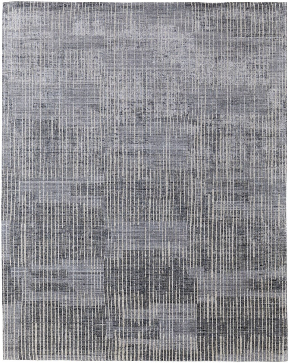 HomeRoots 5' X 8' Hand-Woven Blue, Ivory & Gray Abstract Area Rug – Distressed Vintage Style for Any Room 566947