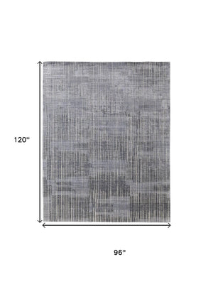 HomeRoots 8' X 10' Hand Woven Blue Ivory Gray Abstract Area Rug - Distressed Design for Comfort & Style 566948