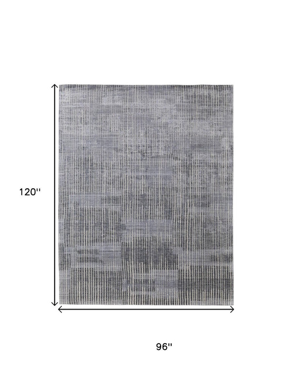 HomeRoots 8' X 10' Hand Woven Blue Ivory Gray Abstract Area Rug - Distressed Design for Comfort & Style 566948