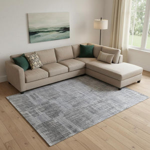 HomeRoots 10' Stunning Blue Ivory Gray Abstract Hand Woven Distressed Area Rug for Modern Living Spaces 566950