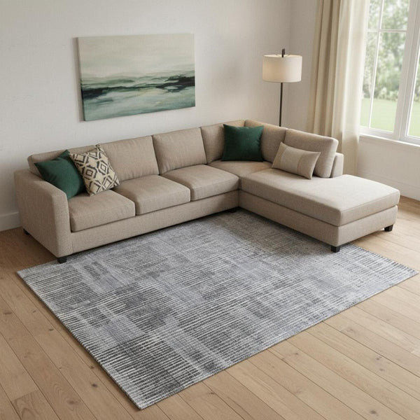 HomeRoots 10' Stunning Blue Ivory Gray Abstract Hand Woven Distressed Area Rug for Modern Living Spaces 566950
