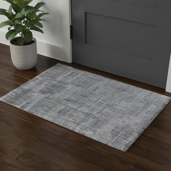 HomeRoots 2' X 3' Hand-Woven Distressed Area Rug in Blue, Ivory & Gray - Perfect for Cozy Spaces & Style 566951