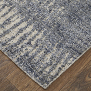 HomeRoots 3' Hand Woven Abstract Area Rug in Gray, Ivory & Blue - Timeless Texture for Modern & Traditional Spaces 3' X 5' 566952