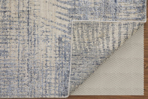 HomeRoots 3' Hand Woven Abstract Area Rug in Gray, Ivory & Blue - Timeless Texture for Modern & Traditional Spaces 3' X 5' 566952