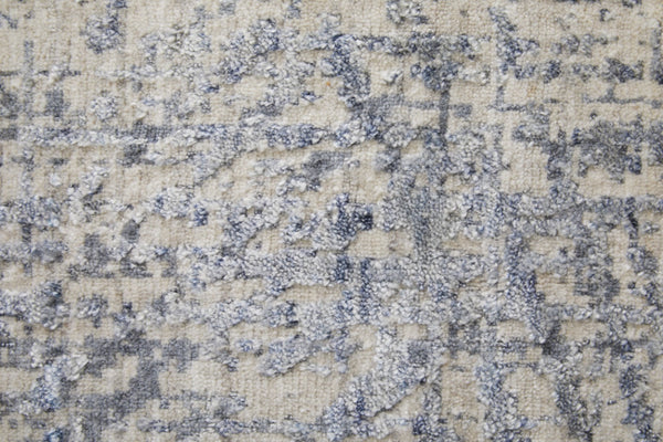 HomeRoots 3' Hand Woven Abstract Area Rug in Gray, Ivory & Blue - Timeless Texture for Modern & Traditional Spaces 3' X 5' 566952