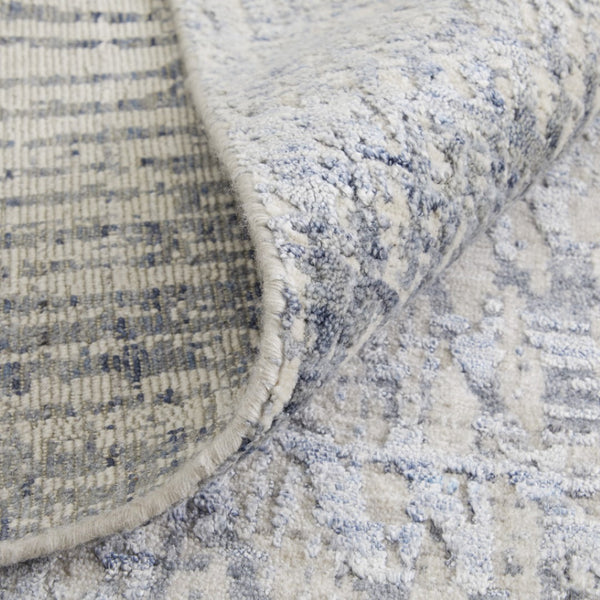 HomeRoots 3' Hand Woven Abstract Area Rug in Gray, Ivory & Blue - Timeless Texture for Modern & Traditional Spaces 3' X 5' 566952