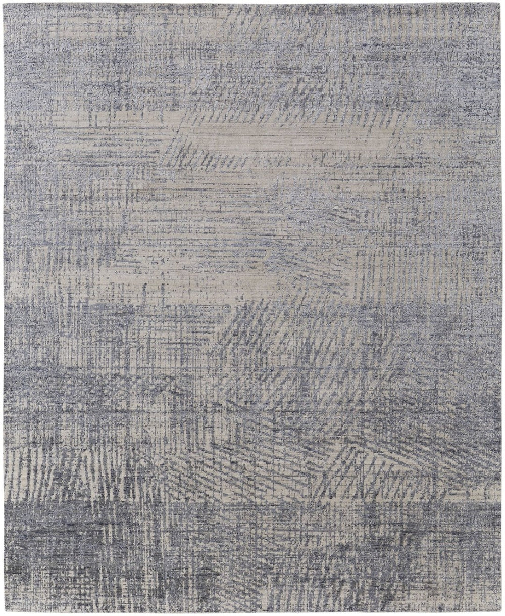 HomeRoots 3' Hand Woven Abstract Area Rug in Gray, Ivory & Blue - Timeless Texture for Modern & Traditional Spaces 5' X 8' 566954