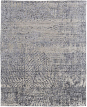 HomeRoots 3' Hand Woven Abstract Area Rug in Gray, Ivory & Blue - Timeless Texture for Modern & Traditional Spaces 8' X 10' 566955