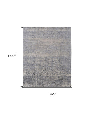HomeRoots 3' Hand Woven Abstract Area Rug in Gray, Ivory & Blue - Timeless Texture for Modern & Traditional Spaces 9' X 12' 566956