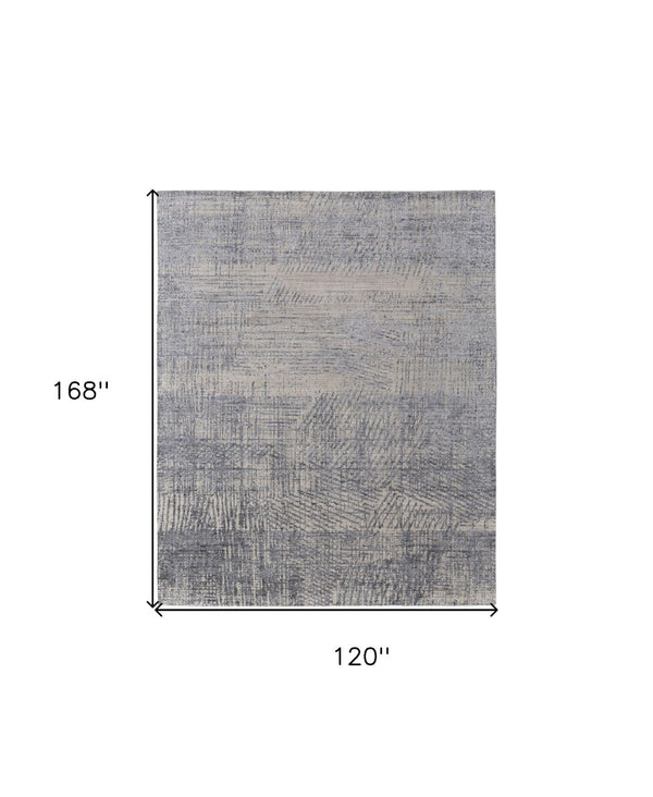 HomeRoots 3' Hand Woven Abstract Area Rug in Gray, Ivory & Blue - Timeless Texture for Modern & Traditional Spaces 10' X 14' 566957