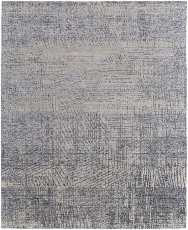 HomeRoots 3' Hand Woven Abstract Area Rug in Gray, Ivory & Blue - Timeless Texture for Modern & Traditional Spaces 12' X 15' 566958