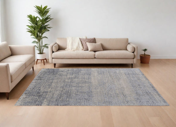 HomeRoots 3' Hand Woven Abstract Area Rug in Gray, Ivory & Blue - Timeless Texture for Modern & Traditional Spaces 12' X 15' 566958