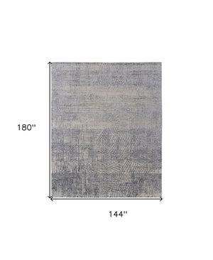 HomeRoots 3' Hand Woven Abstract Area Rug in Gray, Ivory & Blue - Timeless Texture for Modern & Traditional Spaces 12' X 15' 566958