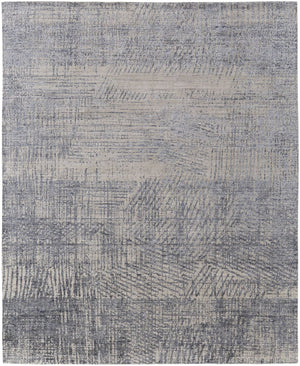 HomeRoots 3' Hand Woven Abstract Area Rug in Gray, Ivory & Blue - Timeless Texture for Modern & Traditional Spaces 12' X 15' 566958