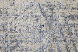 HomeRoots 3' Hand Woven Abstract Area Rug in Gray, Ivory & Blue - Timeless Texture for Modern & Traditional Spaces 2' X 3' 566959