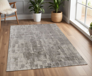 HomeRoots 3' Gray and Ivory Abstract Hand-Woven Area Rug - Artisan Crafted Elegance for Modern Interiors 4' X 6' 566961