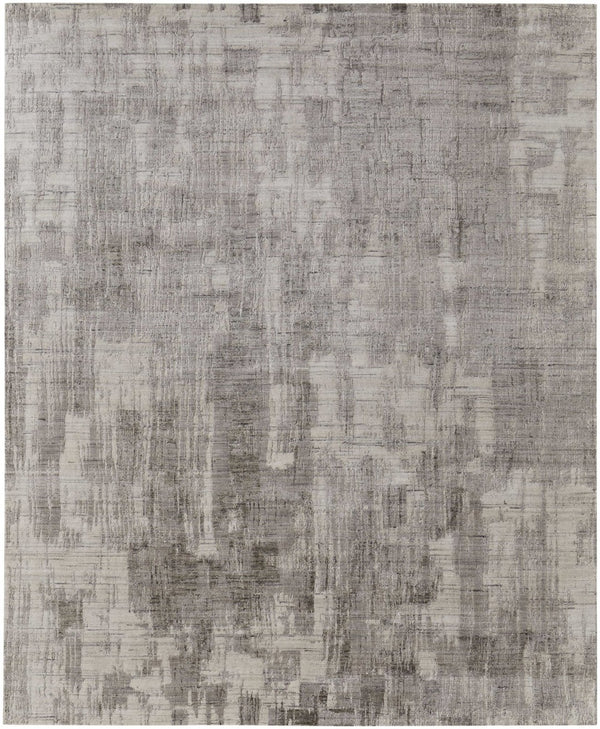 HomeRoots 3' Gray and Ivory Abstract Hand-Woven Area Rug - Artisan Crafted Elegance for Modern Interiors 4' X 6' 566961