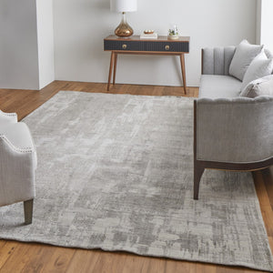 HomeRoots 3' Gray and Ivory Abstract Hand-Woven Area Rug - Artisan Crafted Elegance for Modern Interiors 5' X 8' 566962