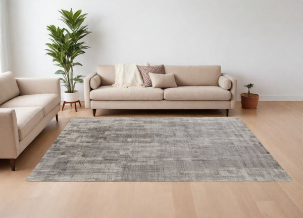 HomeRoots 3' Gray and Ivory Abstract Hand-Woven Area Rug - Artisan Crafted Elegance for Modern Interiors 8' X 10' 566963