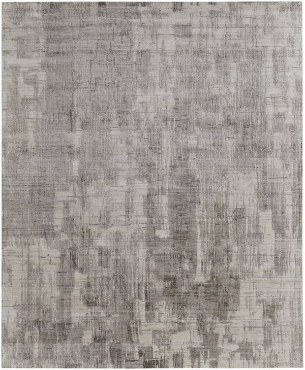 HomeRoots 3' Gray and Ivory Abstract Hand-Woven Area Rug - Artisan Crafted Elegance for Modern Interiors 9' X 12' 566964