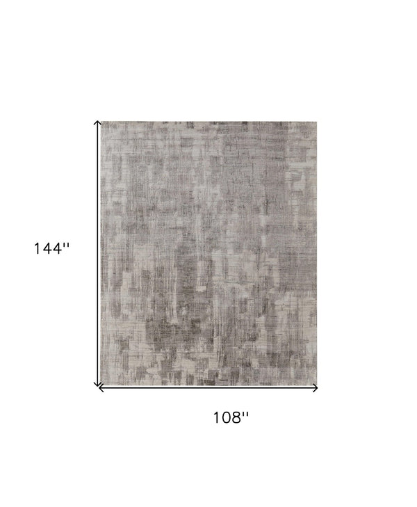HomeRoots 3' Gray and Ivory Abstract Hand-Woven Area Rug - Artisan Crafted Elegance for Modern Interiors 9' X 12' 566964