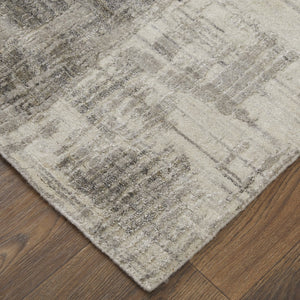 HomeRoots 3' Gray and Ivory Abstract Hand-Woven Area Rug - Artisan Crafted Elegance for Modern Interiors 2' X 3' 566966