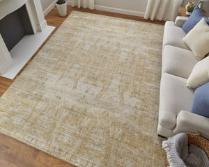 HomeRoots 3' Yellow and Ivory Abstract Hand Woven Area Rug - Unique Artisan Craftsmanship for Modern Spaces 3' X 5' 566967
