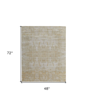 HomeRoots 3' Yellow and Ivory Abstract Hand Woven Area Rug - Unique Artisan Craftsmanship for Modern Spaces 4' X 6' 566968