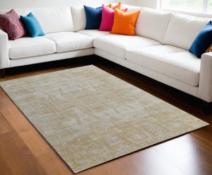 HomeRoots 3' Yellow and Ivory Abstract Hand Woven Area Rug - Unique Artisan Craftsmanship for Modern Spaces 5' X 8' 566969