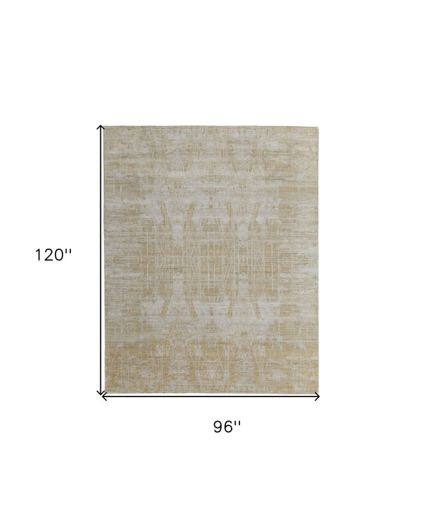 HomeRoots 3' Yellow and Ivory Abstract Hand Woven Area Rug - Unique Artisan Craftsmanship for Modern Spaces 8' X 10' 566970
