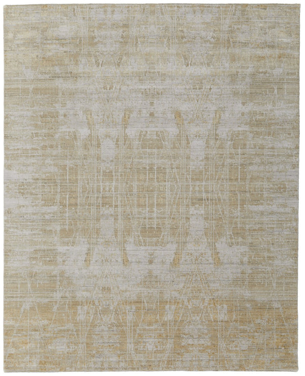 HomeRoots 3' Yellow and Ivory Abstract Hand Woven Area Rug - Unique Artisan Craftsmanship for Modern Spaces 9' X 12' 566971