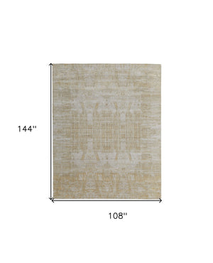 HomeRoots 3' Yellow and Ivory Abstract Hand Woven Area Rug - Unique Artisan Craftsmanship for Modern Spaces 9' X 12' 566971