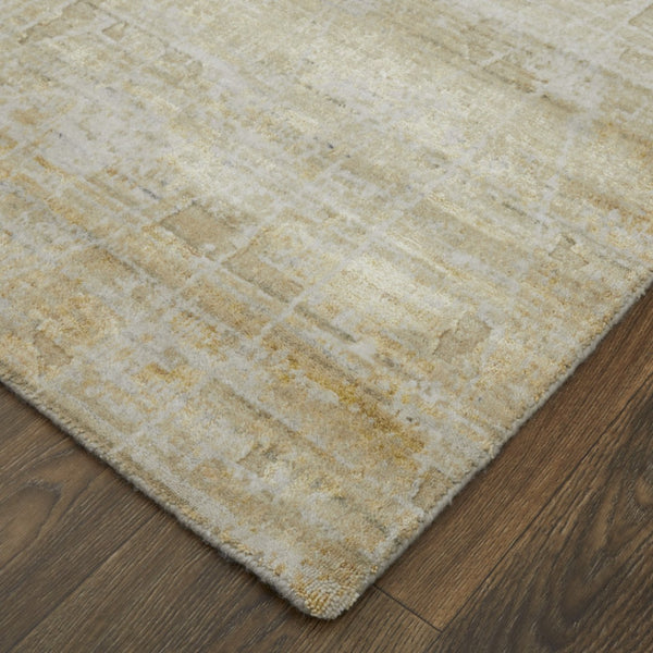 HomeRoots 3' Yellow and Ivory Abstract Hand Woven Area Rug - Unique Artisan Craftsmanship for Modern Spaces 10' X 14' 566972