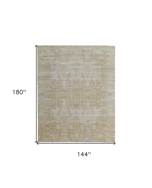 HomeRoots 3' Yellow and Ivory Abstract Hand Woven Area Rug - Unique Artisan Craftsmanship for Modern Spaces 12' X 15' 566973