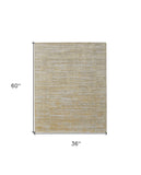 Homeroots 3' X 5' Yellow And Ivory Abstract Hand Woven Area Rug Yellow Wool Blend 566975