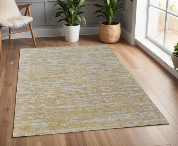 HomeRoots 3' Modern Abstract Hand-Woven Area Rug in Yellow and Ivory – Artisan Craftsmanship for Your Space 4' X 6' 566976