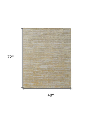 HomeRoots 3' Modern Abstract Hand-Woven Area Rug in Yellow and Ivory – Artisan Craftsmanship for Your Space 4' X 6' 566976