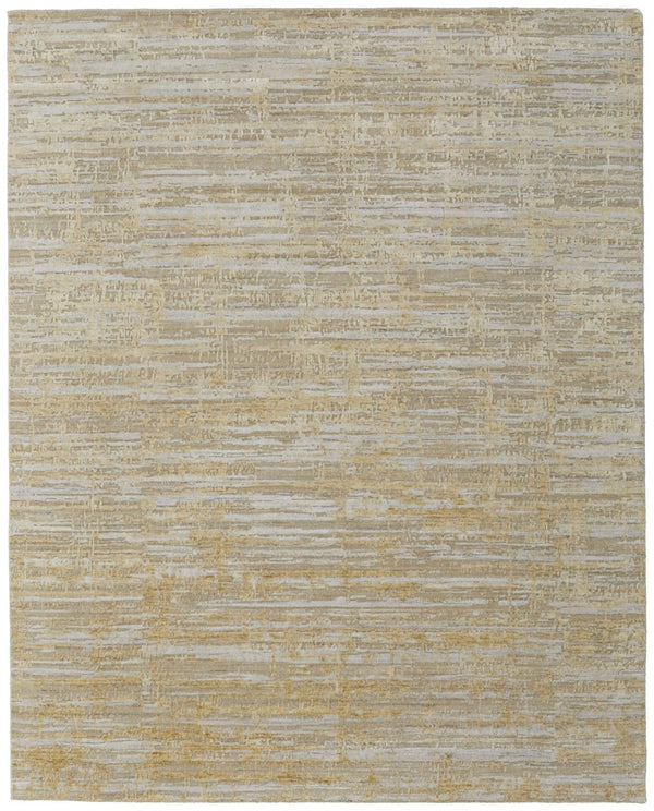 HomeRoots 3' Modern Abstract Hand-Woven Area Rug in Yellow and Ivory – Artisan Craftsmanship for Your Space 4' X 6' 566976