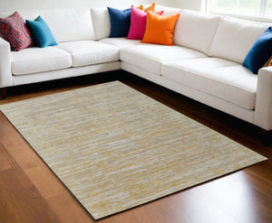 HomeRoots 3' Modern Abstract Hand-Woven Area Rug in Yellow and Ivory – Artisan Craftsmanship for Your Space 5' X 8' 566977