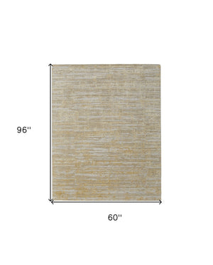 HomeRoots 3' Modern Abstract Hand-Woven Area Rug in Yellow and Ivory – Artisan Craftsmanship for Your Space 5' X 8' 566977