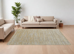 HomeRoots 3' Modern Abstract Hand-Woven Area Rug in Yellow and Ivory – Artisan Craftsmanship for Your Space 9' X 12' 566979