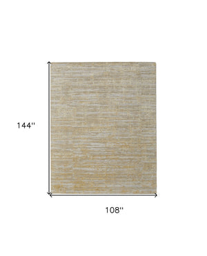 HomeRoots 3' Modern Abstract Hand-Woven Area Rug in Yellow and Ivory – Artisan Craftsmanship for Your Space 9' X 12' 566979
