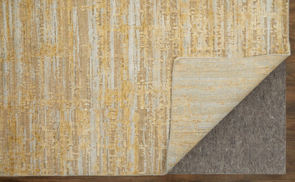 HomeRoots 3' Modern Abstract Hand-Woven Area Rug in Yellow and Ivory – Artisan Craftsmanship for Your Space 10' X 14' 566980