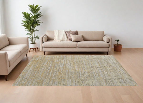 HomeRoots 3' Modern Abstract Hand-Woven Area Rug in Yellow and Ivory – Artisan Craftsmanship for Your Space 10' X 14' 566980