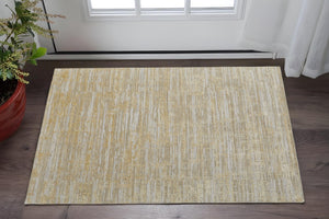 HomeRoots 3' Modern Abstract Hand-Woven Area Rug in Yellow and Ivory – Artisan Craftsmanship for Your Space 2' X 3' 566982