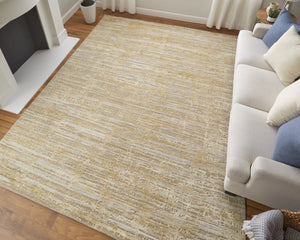 HomeRoots 3' Modern Abstract Hand-Woven Area Rug in Yellow and Ivory – Artisan Craftsmanship for Your Space 2' X 3' 566982