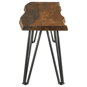 English Elm Neve Grey Sheesham Live Edge Bench 70" Rustic-Modern Dining Seat with Hairpin Iron Legs, Sleek B062S00872