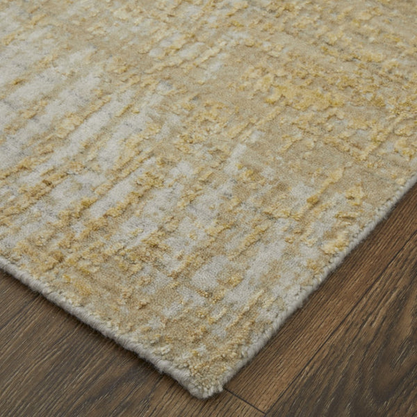 HomeRoots 3' Stunning Yellow and Ivory Abstract Hand-Woven Area Rug for Modern Living Spaces and Comfort 3' X 5' 566983
