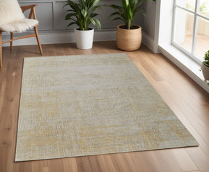HomeRoots 3' Stunning Yellow and Ivory Abstract Hand-Woven Area Rug for Modern Living Spaces and Comfort 4' X 6' 566984